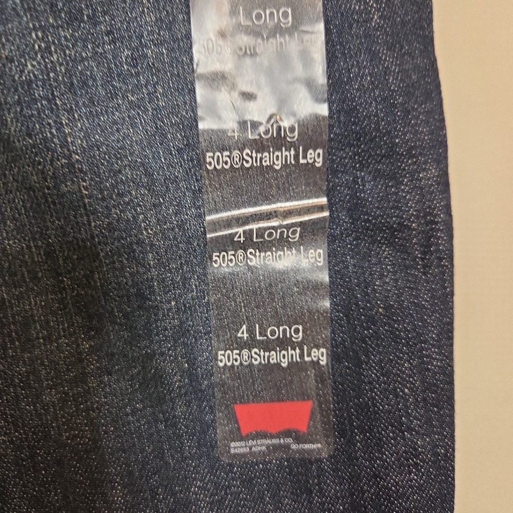 Levis 505 Straight Leg Jeans Womens‎ 4 Long Dark Wash Denim Blue NWT Mid Rise - Picture 2 of 6